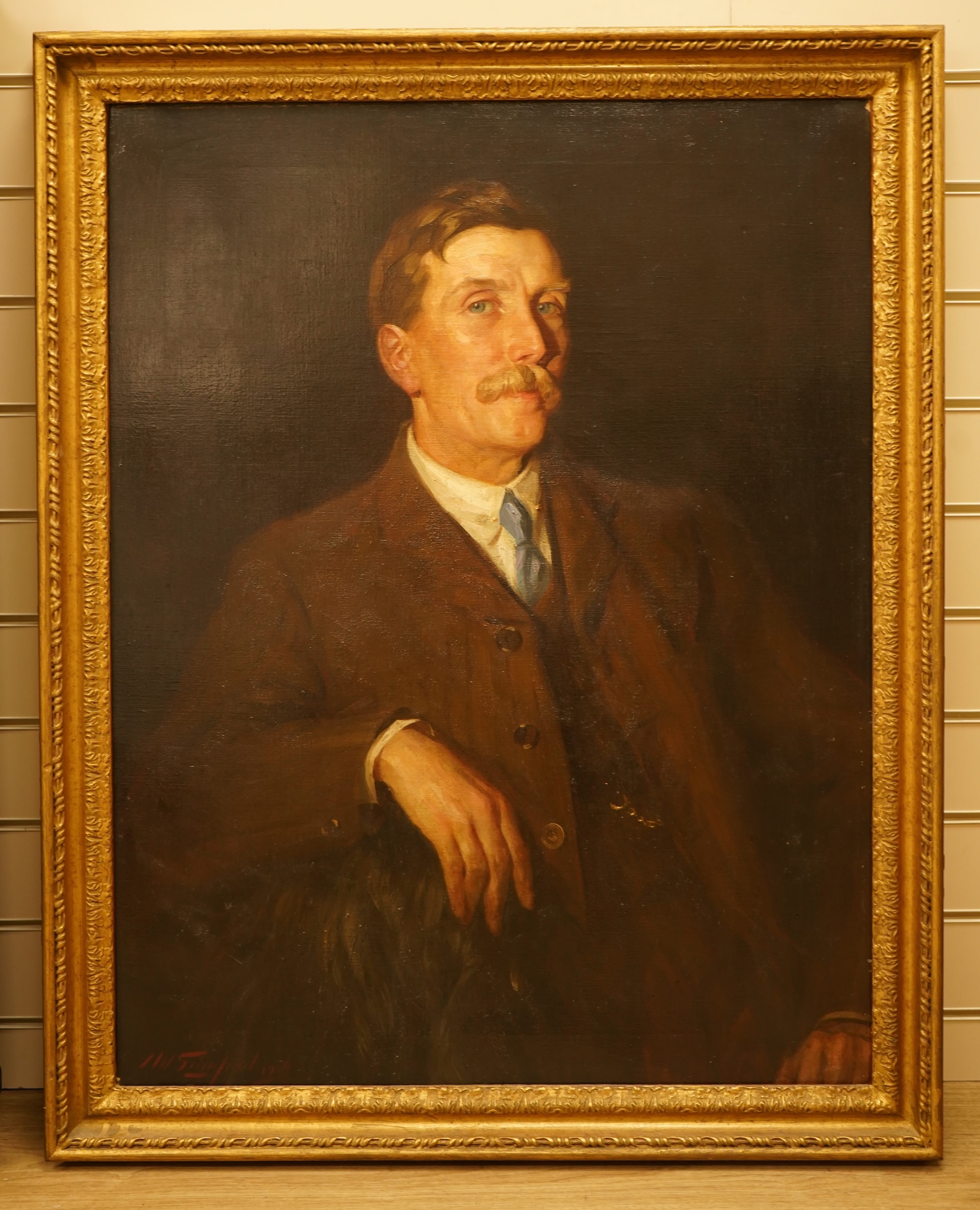 John William Schofield (1865-1944), Portrait of George Henry Schofield (1862-1943), signed and dated 1914, oil on canvas, 89 x 68cm